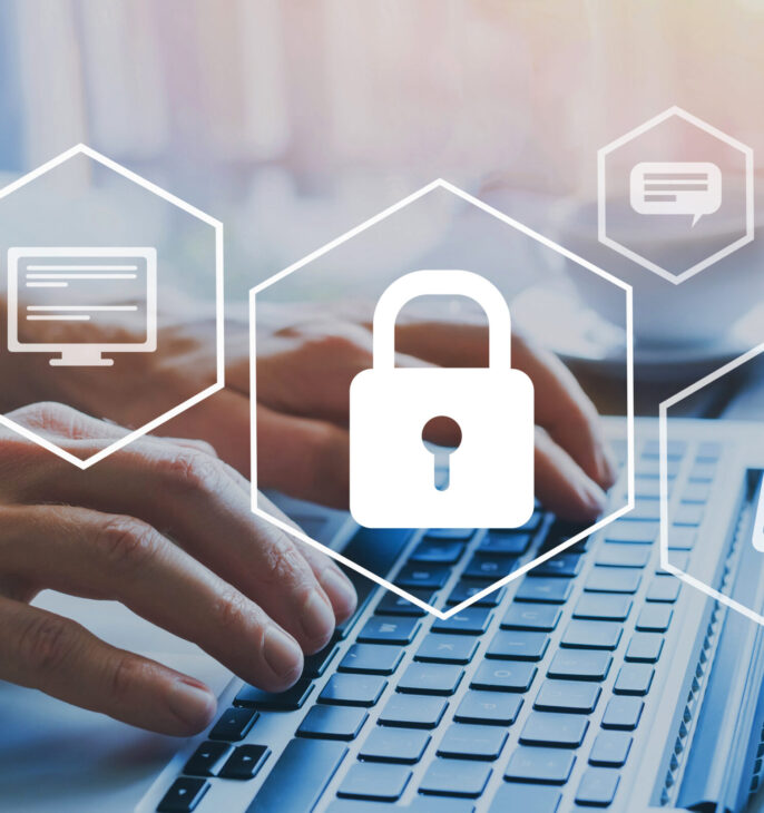 pictogramme pour la s&eacute;curit&eacute; informatique avec cadenas, ordinateur, message, enveloppe, t&eacute;l&eacute;phone et recherche internet