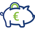 tirelire cochon avec pi&egrave;ce verte et euros en verre