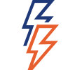 2 &eacute;clair en pictogramme un au contour orange et l'autre au contour bleu